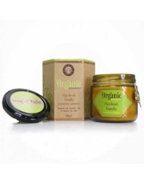 Świeca sojowa z olejkiem eterycznym patchouli vanilla 200 g | Organic Goodness