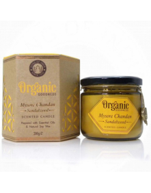 Świeca sojowa z olejkiem eterycznym mysore chandan sandalwood 200 g | Organic Goodness