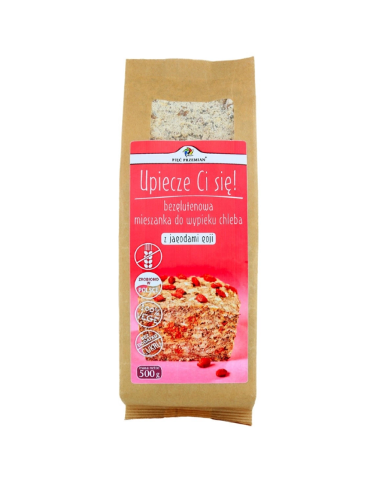 Bezglutenowa mieszanka do wypieku chleba z jagodami goji 500 g | Pięć Przemian