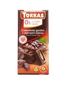 Czekolada gorzka z ziarnami kakao 75 g | Torras