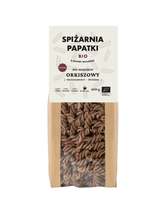 Bio makaron orkiszowy pełnoziarnisty świderki 400 g | Spiżarnia Papatki