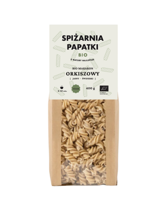 Bio makaron orkiszowy jasny świderki 400 g | Spiżarnia Papatki