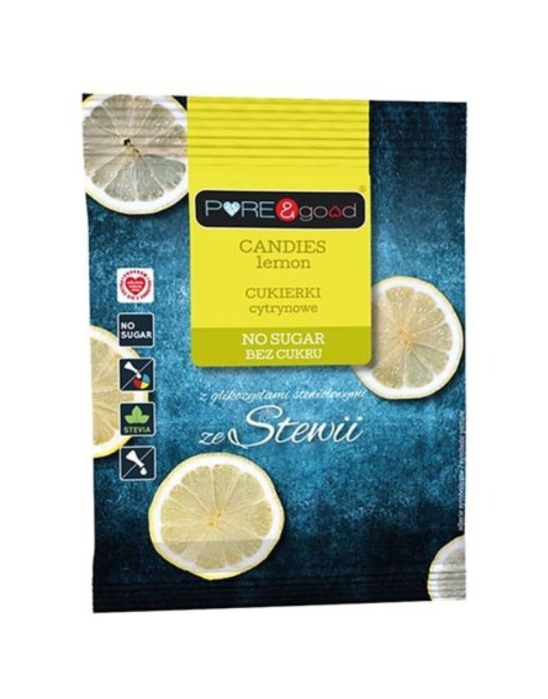 Cukierki cytrynowe bez cukru 50 g | Pure&good