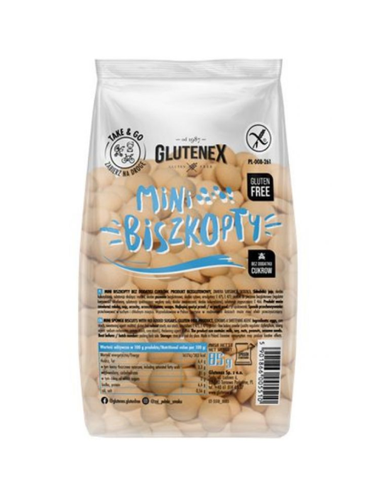 Mini biszkopty bez glutenu i bez dodatku cukru 85 g | Glutenex