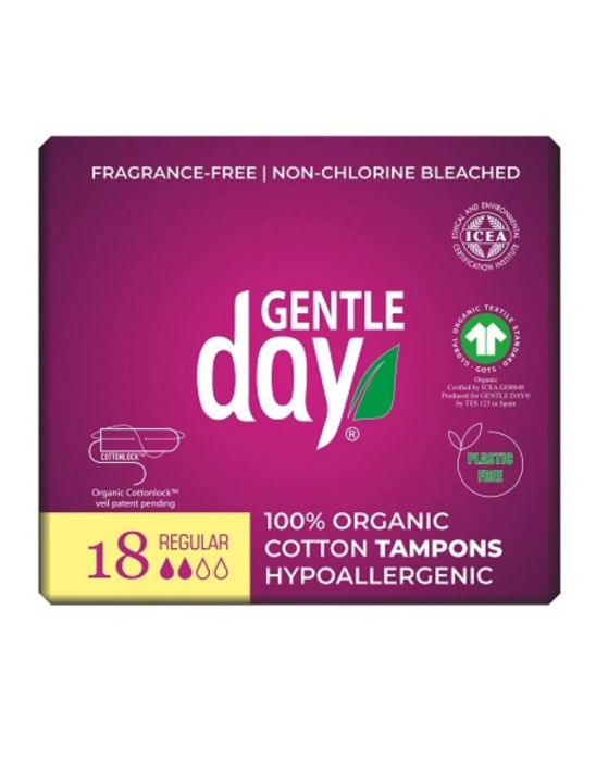 Tampony bawełniane 100 % organiczne 18 szt | Gentle Day
