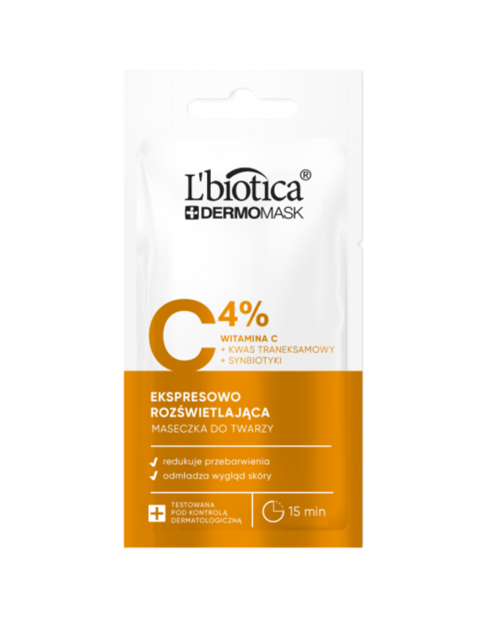 Ekspresowo rozświetlająca maseczka do twarzy 8 ml | L'biotica