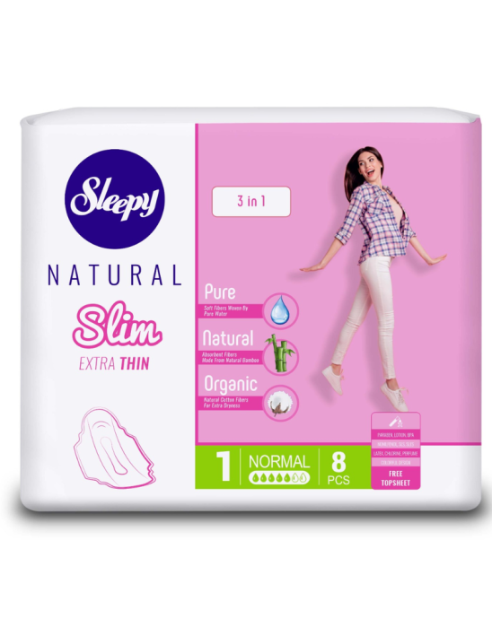 Naturalne podpaski higieniczne slim normal 8 szt | Sleepy