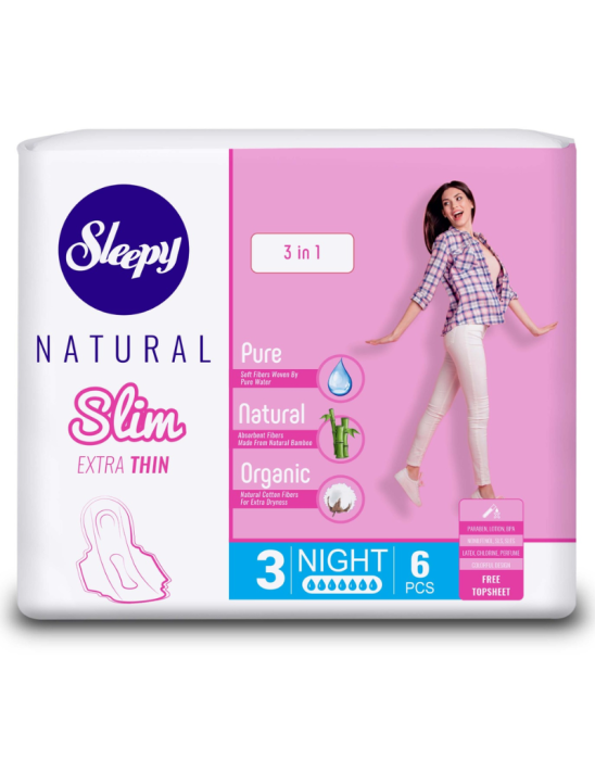 Naturalne podpaski slim night 6 szt | Sleepy
