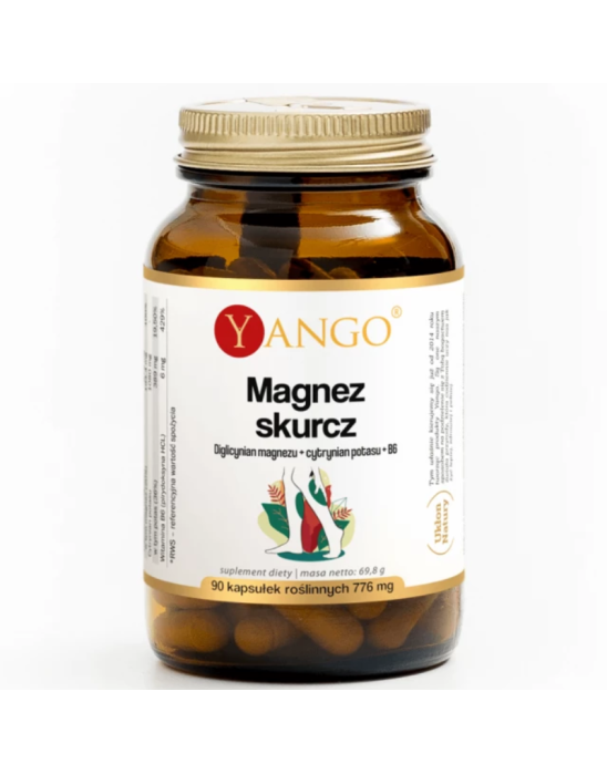 Magnez skurcz diglicynian magnezu + cytrynian potasu + B6 90 kaps | Yango