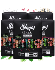 Zestaw czarnych podpasek 1 normal 4+1 gratis | Sleepy Black