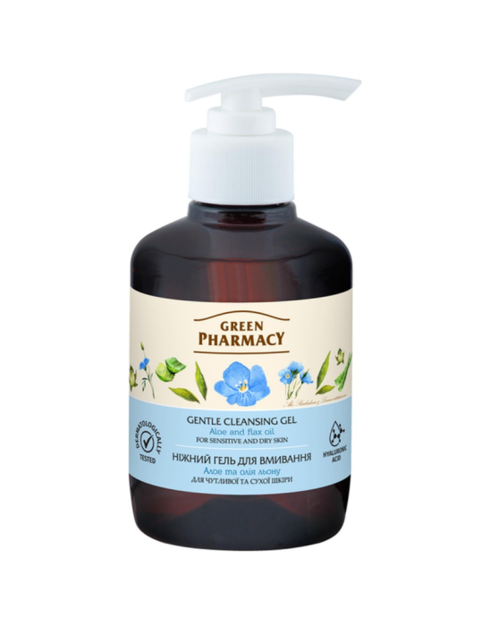 Delikatny zel do mycia twarzy aloes i olej lniany 270 ml | Green Pharmacy