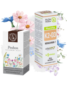 Zestaw wspierający przy Hashimoto Peobon 60 kaps + K2D3 30 ml | Bonimed | Plon Pharm