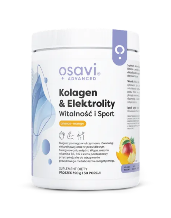 Kolagen & elektrolity witalność i sport ananas-mango 30 porcji | Osavi