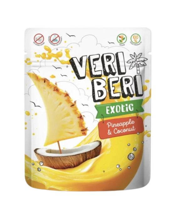 Żelki paski owocowe ananas i kokos 50 g | Veri Beri
