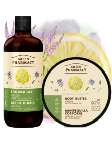 Zestaw kąpielowy werbena & słodka cytryna - żel pod prysznic 500 ml i balsam do ciała 200 ml | Green Pharmacy