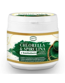 Chlorella i spirulina z baobabem o smaku jabłkowym 30 porcji | Asepta