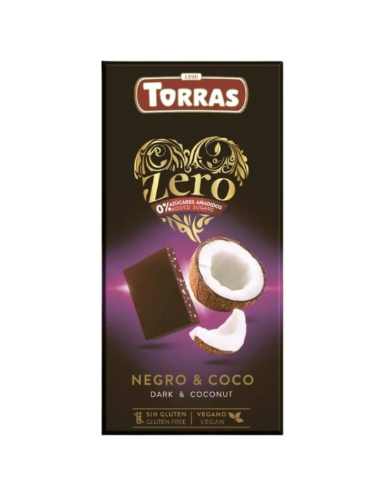 Czekolada gorzka z kokosem bez dodatku cukru 125 g | Torras