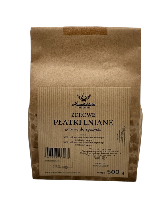Płatki lniane 500 g | Manufaktura Zbąszyńska