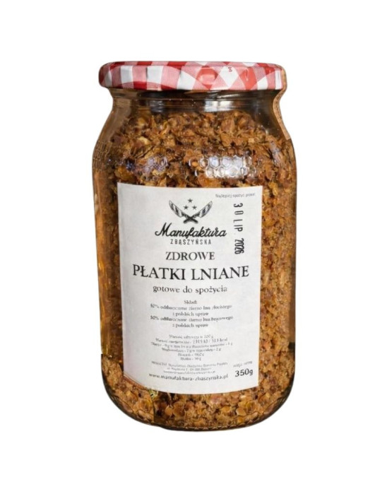 Płatki lniane w słoiku 350 g | Manufaktura Zbąszyńska