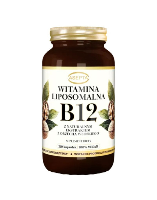 Witamina B12 liposomalna z ekstraktem z orzecha włoskiego 210 kaps | Asepta