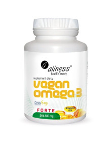 Vegan omega 3 forte 500 mg DHA 60 kaps | Aliness