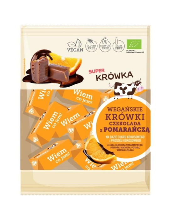 Wegańskie krówki czekolada z pomarańczą 150 g | Super Krówka