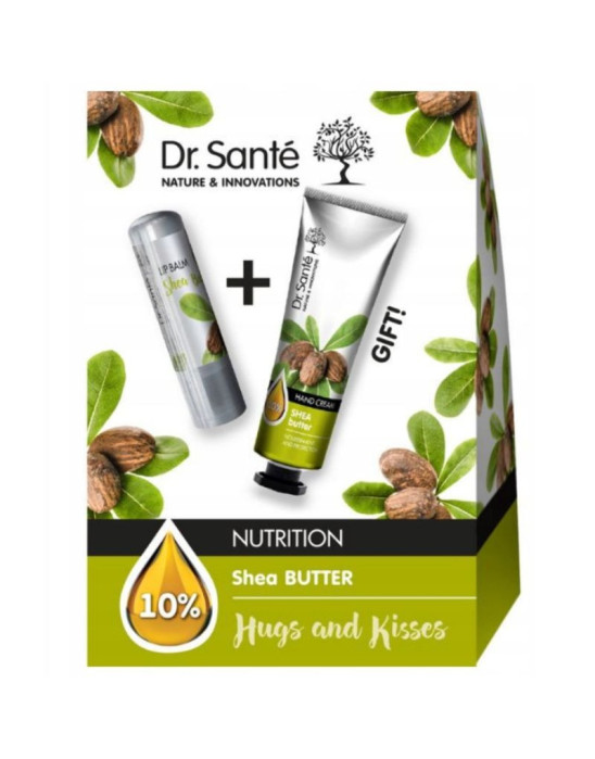 Zestaw z masłem shea krem do rąk 30 ml + pomadka do ust 1 szt | Dr. Sante