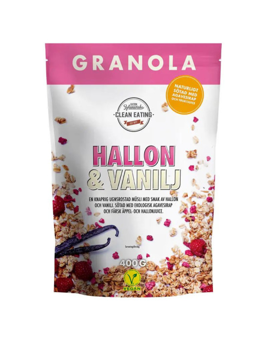 Granola malinowa z wanilią 400 g | Clean Eating
