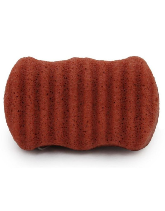 Gąbka konjac - fala z dodatkiem Francuskiej glinki czerwonej 10x6 cm 1 szt | Bebevisa
