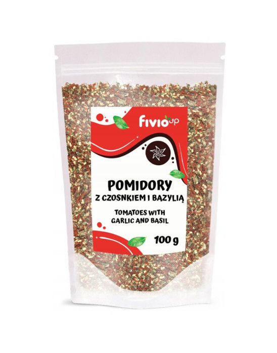 Pomidory z czosnkiem i bazylią 100 g | Fivio