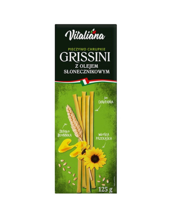 Paluszki chlebowe grissini z olejem słonecznikowym 125 g | Vitaliana