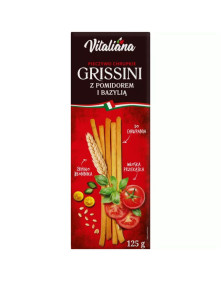 Paluszki chlebowe grissini z pomidorami i bazylią 125 g | Vitaliana