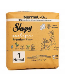 Podpaski higieniczne ekologiczne, premium+, normal 8 szt | Sleepy