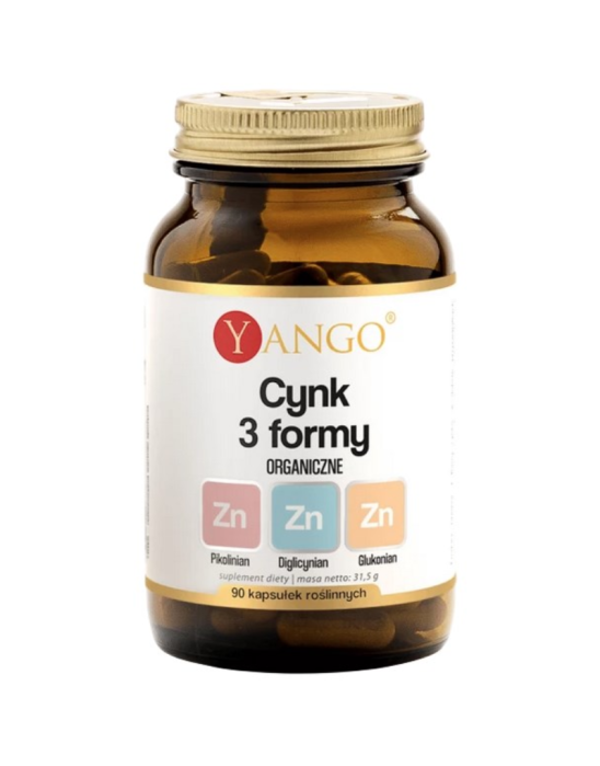 Cynk 3 formy pilkolinian, diglicynian, glukonian 90 kaps | Yango