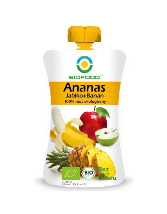 Mus ekologiczny ananas, jabłko, banan 120 g | Biofood