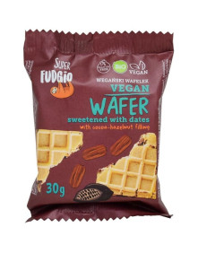 Ekologiczny wafelek kakaowo-orzechowy słodzony daktylami 30 g | Super Fudgio