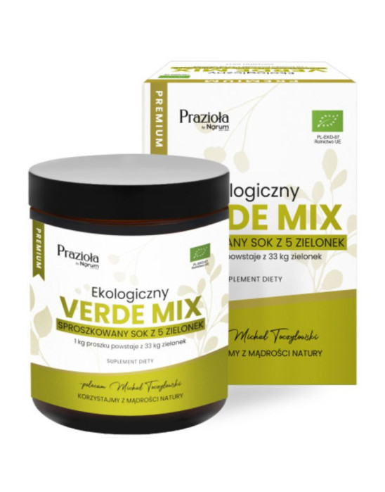 Ekologiczny verde mix - sproszkowany sok z 5 zielonek 300 g | Narum