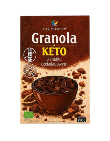 Granola KETO o smaku czekoladowym, bezglutenowa 250 g | Pięć Przemian