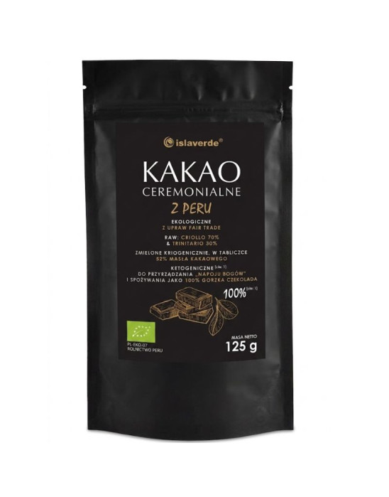 Kakao ceremonialne z Peru w tabliczce 125 g | Islaverde