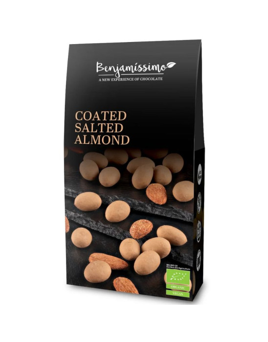 Bezglutenowe prażone migdały w polewie słony karmel 60 g | Benjamissimo
