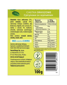 Ciastka orkiszowe z szpinakiem i cytryną 100 g | SweetyVegy