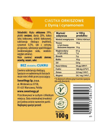 Ciastka orkiszowe z dynią i cynamonem bez dodatku cukru 100 g | SweetVegy