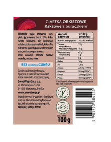 Ciastka orkiszowe kakaowe z buraczkiem bez dodatku cukru 100 g | SweetVegy