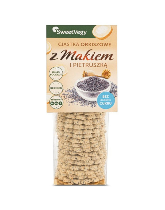 Ciastka orkiszowe z makiem i pietruszką bez dodatku cukru 100 g | SweetVegy
