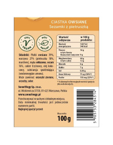 Ciastka owsiane sezamki z pietruszką bez dodatku cukru 100 g | SweetVegy