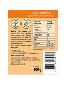 Ciastka owsiane korzenne z marchewką bez dodatku cukru 100 g | SweetVegy