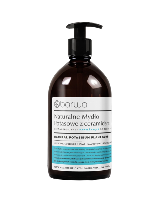 Naturalne mydło potasowe z ceramidami 480 ml | Barwa
