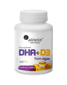 Omega DHA 300 mg + D3 2000 IU z alg 60 kaps | Aliness