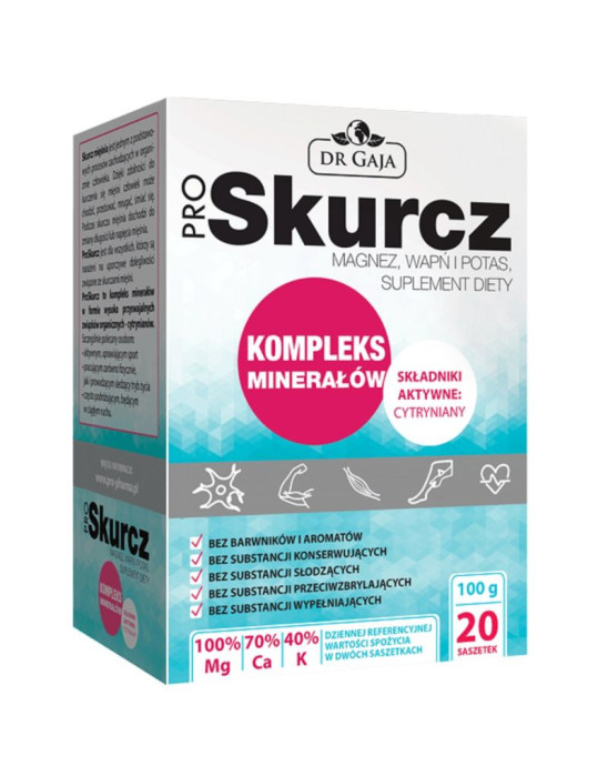 Pro skurcz - magnez, wapń, potas w saszetkach 20x5g | Dr Gaja