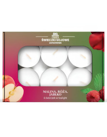 Świeczki sojowe tealight o zapachu maliny, róży i jabłka 6 szt | Big Nature